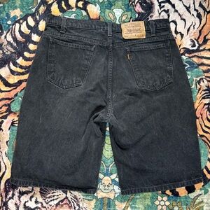 Vintage Levis 550 Orange Tab Shorts Mens 34 Black Denim Jorts Grunge Relaxed Fit